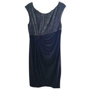 Connected Apparel Women's Size 14 Midi Black and Shimmer Dress‎